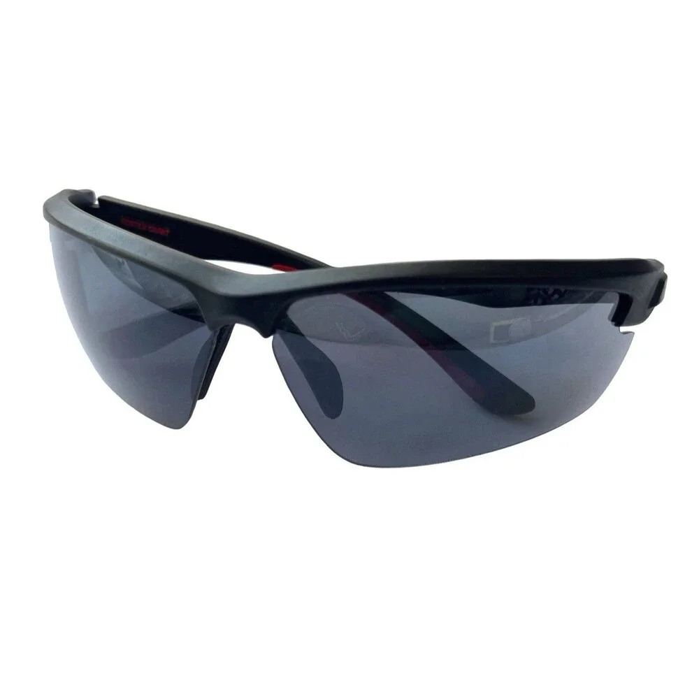Foster Grant Sport Sunglasses Black Red Wraparound Smoke Lens Y2K Cycling